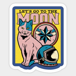 Let's go to the Moon Funny Cat Crypto Merch Sticker